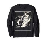 Los Tatuajes de la Camisa del Tatuaje del Gato Que Dan el Gato Son un Artista Divertido estúpido Manga Larga