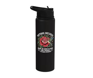 Los tatuajes porque ser adulto es difícil merecen tener pegatinas Stainless Steel Insulated Water Bottle