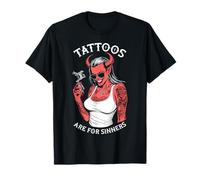 Los Tatuajes Son para los pecadores Tatuaje Divertido Mujer Diablo Tatuador Camiseta