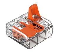 Los terminales de WAGO 221-413 | 3-pin, hasta 4 mm2, COMPACTO conectores de cable con palanca para todos los tipos de conductor en el mundo, confirman la seguridad de la aplicación, de 12 piezas