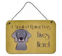 ""Los tesoros de Caroline BB1479DS812 Aqu vive un perro Weimaraner consentido. L mina para colgar en la pared o la puerta, 20 x 30 cm, multicolor