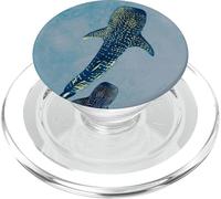 Los tiburones ballena gemelos se deslizan por las tranquilas profundidades del océano azul PopSockets PopGrip para MagSafe