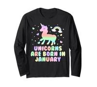 Los Unicornios Nacen en enero Divertidos Unicornios mamá papá niños Manga Larga