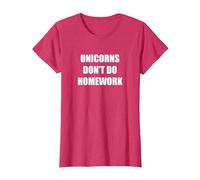 Los Unicornios no Hacen la Tarea Camiseta, Mujer, Rojo Jaspeado, M