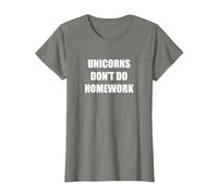 Los Unicornios no Hacen la Tarea Camiseta, Mujer, Verde Militar Jaspeado, XXL