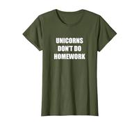 Los Unicornios no Hacen la Tarea Camiseta, Mujer, Verde Oliva, XL