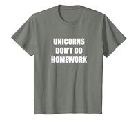 Los Unicornios no Hacen la Tarea Camiseta, Niños, Verde Militar Jaspeado, 6 años