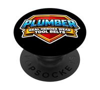 Los Verdaderos héroes del Fontanero Usan Cinturones de Herramientas con Cita Divertida Diciendo Broma PopSockets PopGrip Adhesivo