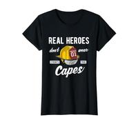 Los Verdaderos héroes no Usan Capas de Bombero Camiseta gráfica económica, Mujer, Negro, S