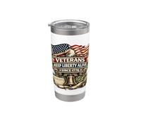 Los veteranos mantienen viva la libertad desde 1776 banderas patrióticas de águila Vaso térmico de acero inoxidable de doble pared