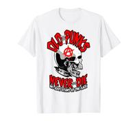 Los Viejos Punks Nunca Mueren Música Punk Rock Mohawk Skull Camiseta gráfica económica, Hombre, Blanco, L