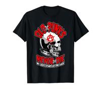 Los Viejos Punks Nunca Mueren Música Punk Rock Mohawk Skull Camiseta gráfica económica, Hombre, Negro, L