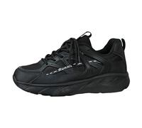 Los zapatos de papá con suela gruesa son zapatillas de deporte casuales transpirables y cómodas para todas las estaciones Zapatos de moda, versátiles y al aire libre para parejas, Negro , 43 EU