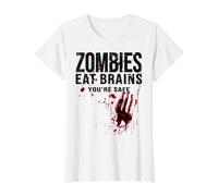 Los Zom omen Cerebros Estas A Salvo Camiseta Camiseta gráfica económica, Mujer, Blanco, L