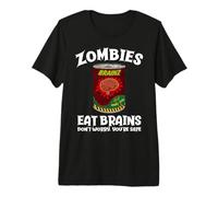 Los Zom omen Cerebros no se preocupan sarcástico Zombie Halloween Camiseta Premium