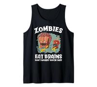 Los Zom omen Cerebros no se preocupan sarcástico Zombie Halloween Camiseta sin Mangas
