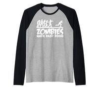 Los Zombis en patineta odian la Comida rápida Camiseta Manga Raglan