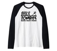 Los Zombis odian la Comida rápida Camiseta Manga Raglan