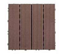 Losas y tablones de tarima sintética, Baldosas de madera entrelazadas for cubierta for interior y exterior Multicolor 30x30cm 1-10 piezas(Brown,6 pieces)