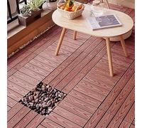 Losas y tablones de tarima sintética, Baldosas de madera entrelazadas for terraza Multicolor 8 piezas Interior Exterior(Embossed Brown)