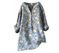 Lose Button-Down-Bluse Tops Stehen Solide Ärmel Lange Casual Frauen Shirt Frauen Bluse, Azul, M