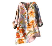 Lose Button-Down-Bluse Tops Stehen Solide Ärmel Lange Casual Frauen Shirt Frauen Bluse, naranja, M