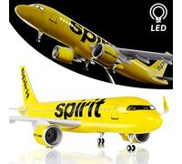 Lose Fun Park Modelo de avión grande a escala 1:80 Spirit Airlines Airbus 320, aviones fundidos a presión con luz LED para colección o regalo (Spirit Plane)