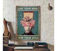 Lose Your Mind Find Your Soul Cuadros Lienzo decorativo para pared para cuarto de baño, sala de estar, oficina, decoración de pared vintage retro sin marco
