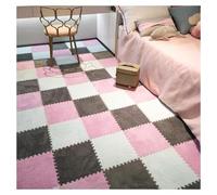 Losetas De Alfombra Entrelazadas Suaves con Borde, Juego De Tapetes Cuadrados De Espuma De Felpa, Tapetes De Juego De Rompecabezas Esponjosos, 12x12 Pulgadas (10 Piezas)(Color:Blanco+Rosa+Gris)