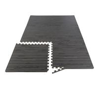 Losetas de espuma entrelazadas de 2,2 m con veta de madera y borde - Alfombra de juego suave para sala de juegos o gimnasio en casa de Stalwart