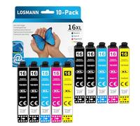 LOSMANN 16XL Cartuchos de Tinta compatibles para Epson 16 XL para Workforce WF-2760 WF-2630 WF-2510 WF-2660 WF-2750 WF-2650 WF-2540 WF-2530 WF-2520 WF-2010 (Negro, Cian, Magenta, Amarillo, 10-Pack)