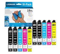 LOSMANN 18XL Cartuchos de Tinta compatibles para Epson 18 XL para Home XP-322 XP-305 XP-215 XP-225 XP-412 XP-422 XP-325 XP-312 XP-315 XP-205 XP-415 XP-425 (Negro, Cian, Magenta, Amarillo, 10-Pack)