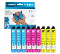 LOSMANN 29XL Cartuchos de Tinta compatibles para Epson 29 XL Multipack para Home XP-235 XP-245 XP-255 XP-332 XP-335 XP-342 XP-352 XP-345 XP-432 XP-435 XP-442 XP-445 (Cian, Magenta, Amarillo, 9-Pack)