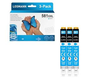 LOSMANN 3X Cian Cartuchos de Tinta Compatibles para Canon CLI-581 XXL C para Pixma TS6350 TS6150 TS8150 TS8250 TS6250 TS705 TS705a TS8151 TS6151 TS8152 TS8300 TS9150 TS9155 TS9550 TR7550 TR8550