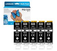 LOSMANN Cartuchos de Tinta compatibles para Canon PGI-525 BK para Pixma MG5250 MG5300 MG5340 MG5350 MG6250 MG8150 MG8250 MX885 MX895 IP4840 IP4850 IP4900 MG5140 MG5150 MG5240 MX710 MX715 (5 Negro)