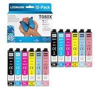 LOSMANN T080X Cartuchos de impresora compatibles con Epson T0801 T0802 T0803 T0804 T0805 T0806 Multipack para Stylus Photo R265 R360 R285 RX585 PX700W P50 PX650 PX810FW PX710 W PX820FWD PX720WD