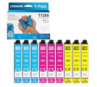 LOSMANN T1285 Cartuchos de Tinta compatibles para Epson T1282 T1283 T1284 Multipack para Stylus SX235W SX230 SX125 S22 SX130 SX420W SX425W SX430W BX305FW BX305F SX440W SX445W (9-Pack)
