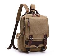 LOSMILE Mochila Hombres Mujer Lona Bolso de Bandolera La Bolsa de Mensajero Bolsa de Lona Bolsa de Hombro Messenger Bag BackPack. (Caqui)