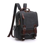 LOSMILE Mochila Hombres Mujer Lona Bolso de Bandolera La Bolsa de Mensajero Bolsa de Lona Bolsa de Hombro Messenger Bag BackPack. (Negro)