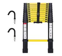 Lospitch 3,2m Escalera telescópica con 2 Ganchos extraíbles, Escalera de Aluminio Antideslizante Extensible multifunción, Escaleras de Uso múltiple, Carga máxima: 150 kg, Color Negro y Amarillo