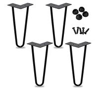 Lospitch 4 patas de mesa con horquillas, 20 cm, 2 barras para bricolaje, estilo moderno, altura de 15 cm a 72 cm, con protectores de suelo y tornillos