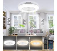 Lospitch 80W Ventilador de Techo con iluminación, 6 Velocidades, luz de Techo LED Regulable con Ventilador con Mando a Distancia y APP, Modo Verano e Invierno, 3000-6500K (Ø 55CM)