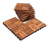 Lospitch Baldosas de madera de acacia, 12 láminas de 1 m², 30 x 30 cm, adecuadas como baldosas de terraza y balcón (11 unidades)