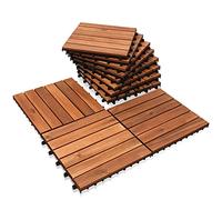 Lospitch Baldosas de madera de acacia, 6 láminas de 1 m², 30 x 30 cm, adecuadas como baldosas de terraza y balcón (11 unidades)