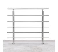 Lospitch Barandilla de acero inoxidable para balcones, escaleras, balaustradas con/sin travesaños (120 cm, 5 travesaños)