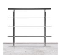 Lospitch Barandilla de acero inoxidable para balcones, escaleras, balaustradas con/sin travesaños (150 cm, 3 travesaños)