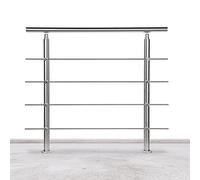 Lospitch Barandilla de acero inoxidable para balcones, escaleras, balaustradas con/sin travesaños (150 cm, 4 travesaños)