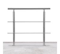 Lospitch Barandilla de acero inoxidable para balcones, escaleras, balaustradas con/sin travesaños (150 cm, 2 travesaños)