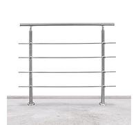 Lospitch Barandilla de acero inoxidable, pasamanos para escaleras, interior y exterior, barandilla para balcón, parapeto, escaleras, ángulo ajustable, diámetro de 42 mm (180 cm, 4 travesaños)