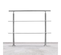 Lospitch Barandilla de acero inoxidable, pasamanos para escaleras, interior y exterior, barandilla para balcón, parapeto, escaleras, ángulo ajustable, diámetro de 42 mm (180 cm, 2 travesaños)